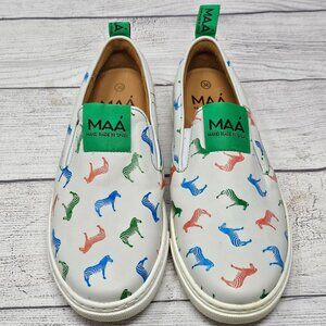 NEW! MAA Boys Zebra Handmade Cow Leather Sneakers Size Big Kids 4/EU‎ 36